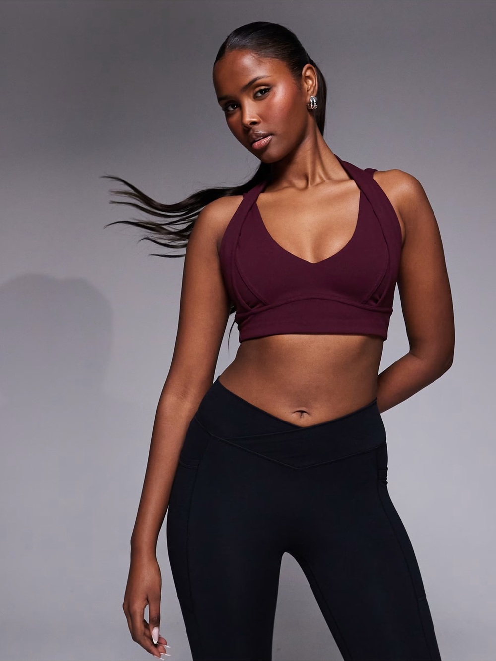 Bo+Tee double layer burgundy sports bra